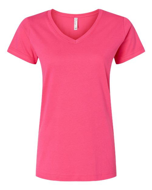 Women's Fine Jersey V-Neck Tee - Hot Pink Front