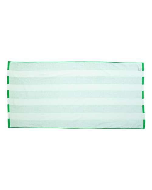 Cabana Stripe Velour Beach Towel - Kelly Back