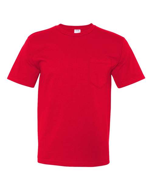 Unisex USA-Made Midweight Pocket T-Shirt - Red Front