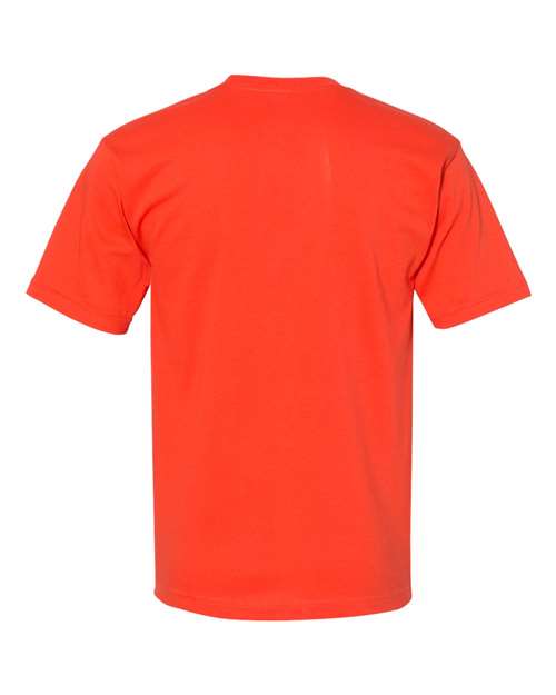 Unisex USA-Made Midweight Pocket T-Shirt - Bright Orange Back