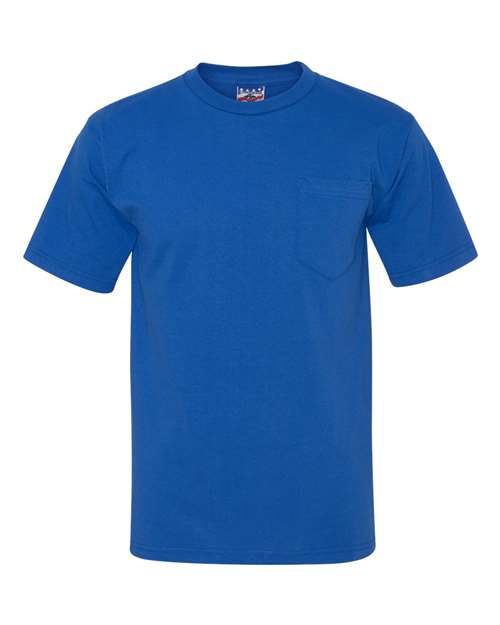 Unisex Union-Made Pocket T-Shirt - Royal Blue Front
