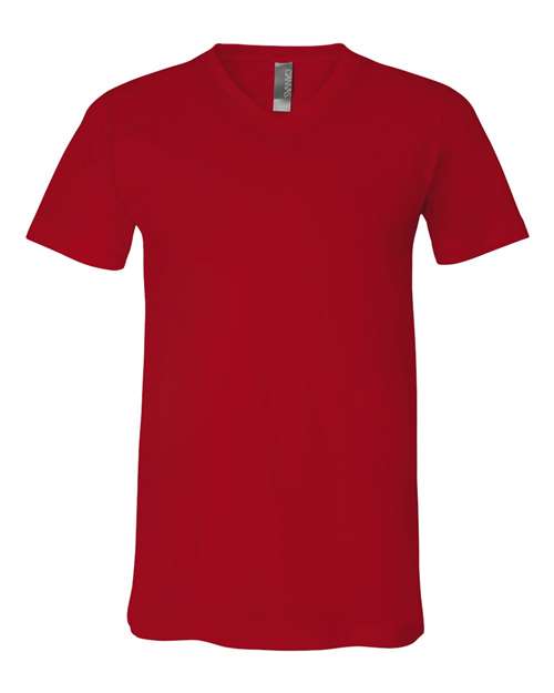 Unisex Jersey V-Neck Tee - Red Front
