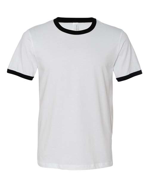 Men's Jersey Heather Ringer Tee - White/ Black Front