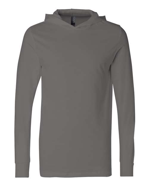 Unisex Jersey Hooded Long Sleeve Tee - Asphalt Front