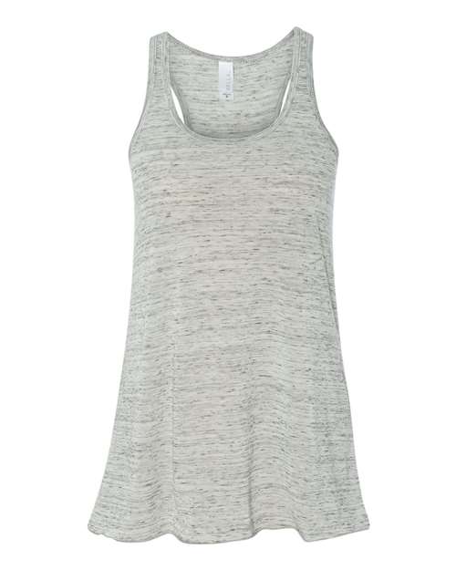 Women's Flowy Racerback Tank - White Marble Front