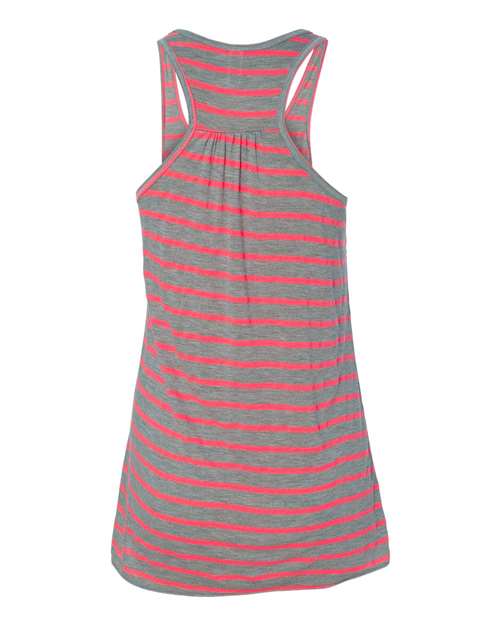 Women's Flowy Racerback Tank - Athletic Heather/ Neon Pink Back
