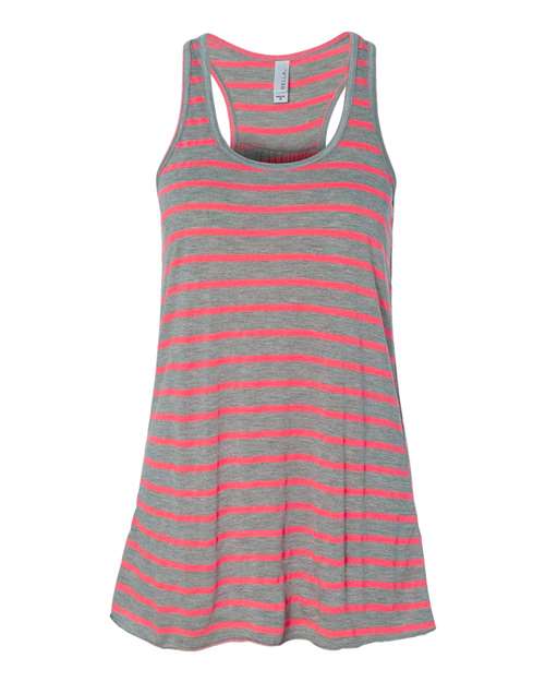 Women's Flowy Racerback Tank - Athletic Heather/ Neon Pink Front