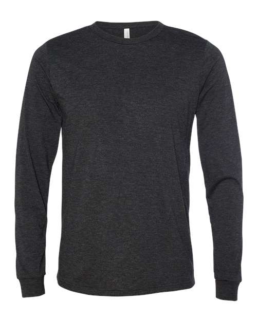 Unisex Triblend Long Sleeve Tee - Charcoal Black Triblend Front