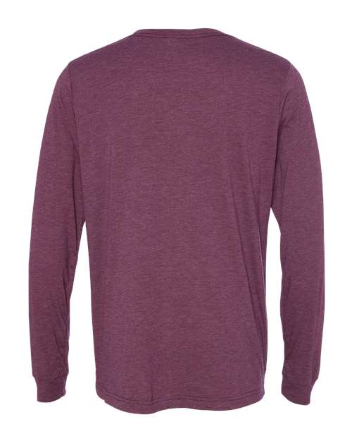 Unisex Triblend Long Sleeve Tee - Maroon Triblend Back
