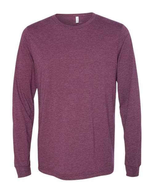 Unisex Triblend Long Sleeve Tee - Maroon Triblend Front