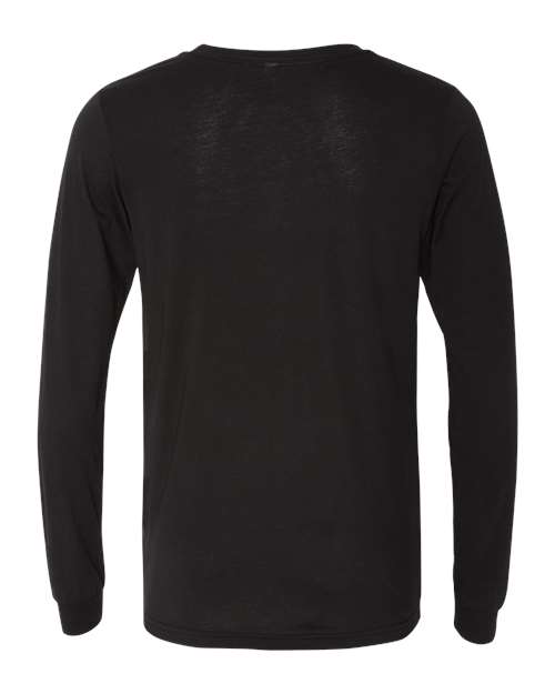 Unisex Triblend Long Sleeve Tee - Solid Black Triblend Back