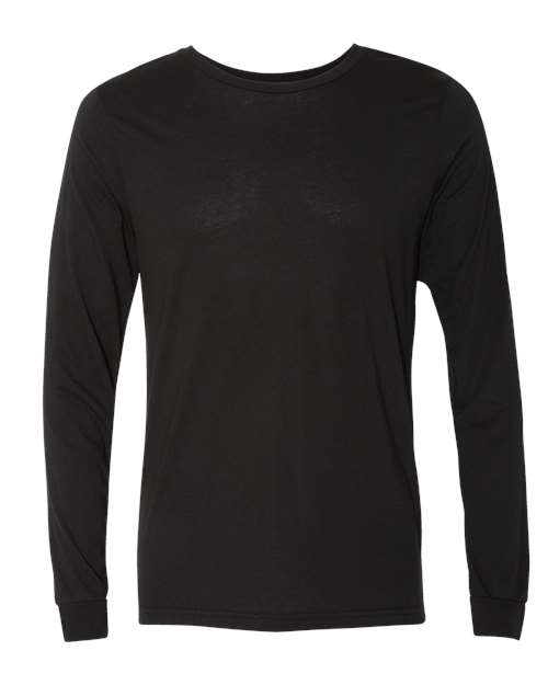 Unisex Triblend Long Sleeve Tee - Solid Black Triblend Front