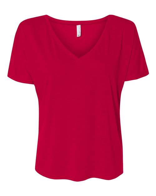 Women’s Slouchy V-Neck Tee - Red Front