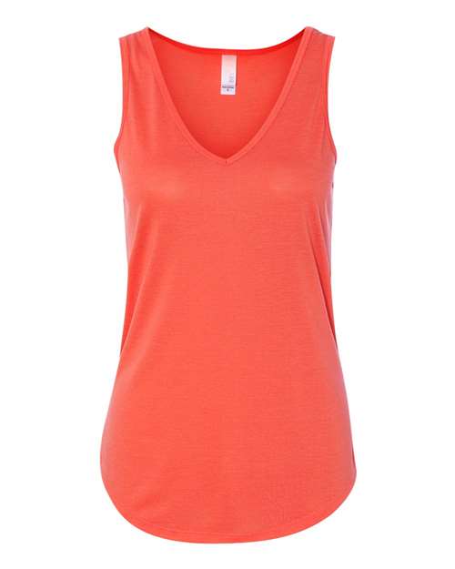 Women's Flowy V-Neck Tank - Coral Front