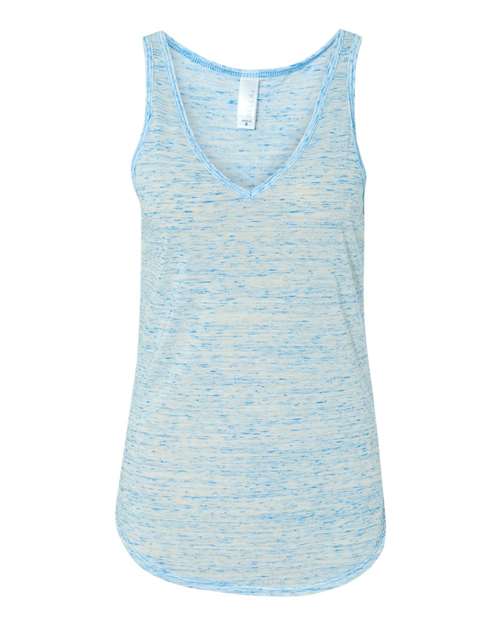 Women's Flowy V-Neck Tank - Blue Marble Front