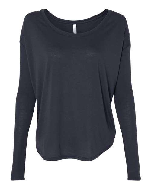Women’s Flowy 2x1 Ribbed Long Sleeve Tee - Midnight Front