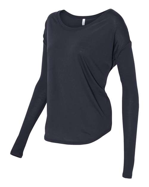 BELLA + CANVAS Women’s Flowy 2x1 Ribbed Long Sleeve Tee - Side
