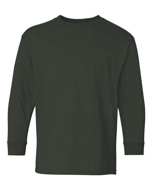 Gildan Youth Heavy Cotton™ Long Sleeve T-Shirt - Forest Green Front