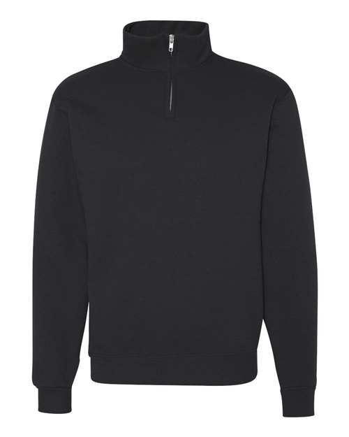 Unisex Nublend® Cadet Collar Quarter-Zip Sweatshirt - Black Front