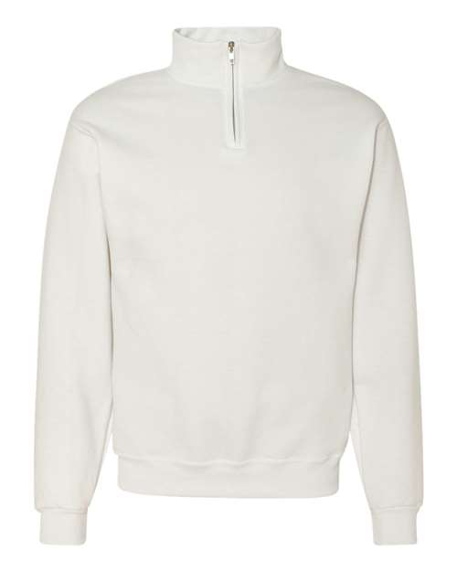 Unisex Nublend® Cadet Collar Quarter-Zip Sweatshirt - White Front