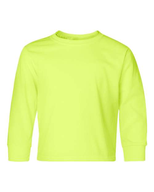 Youth Dri-Power® Long Sleeve 50/50 T-Shirt - Safety Green Front