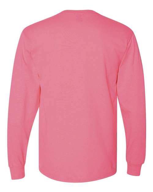 Unisex Dri-Power® Long Sleeve 50/50 T-Shirt - Neon Pink Back