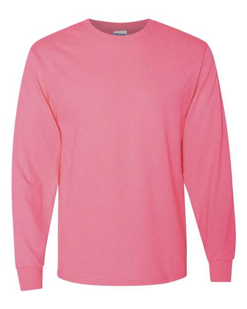 Unisex Dri-Power® Long Sleeve 50/50 T-Shirt - Neon Pink Front