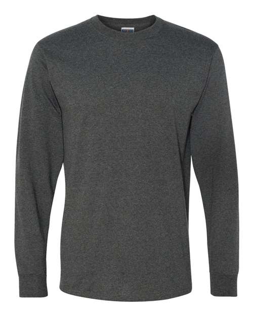 Unisex Dri-Power® Long Sleeve 50/50 T-Shirt - Black Heather Front