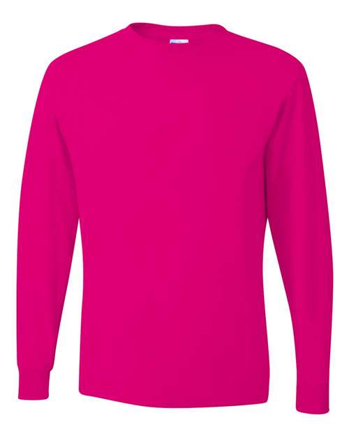 Unisex Dri-Power® Long Sleeve 50/50 T-Shirt - Cyber Pink Front