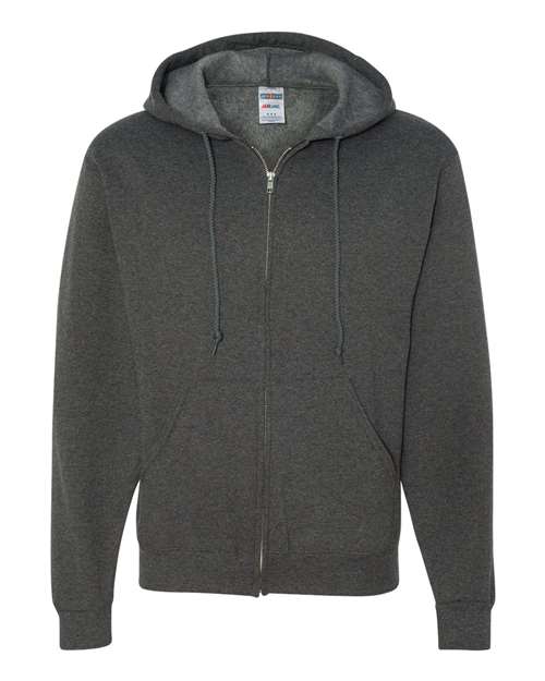 Unisex NuBlend® Full-Zip Hooded Sweatshirt - Black Heather Front