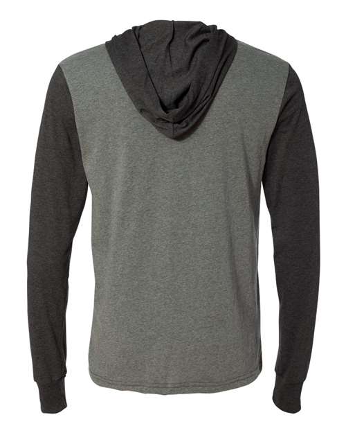 Unisex Jersey Hooded Long Sleeve Tee - Deep Heather/ Dark Grey Heather Back