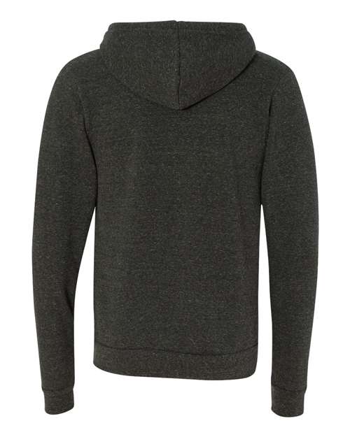 Unisex Triblend Sponge Fleece Full-Zip Hoodie Sweatshirt - Charcoal Black Triblend Back