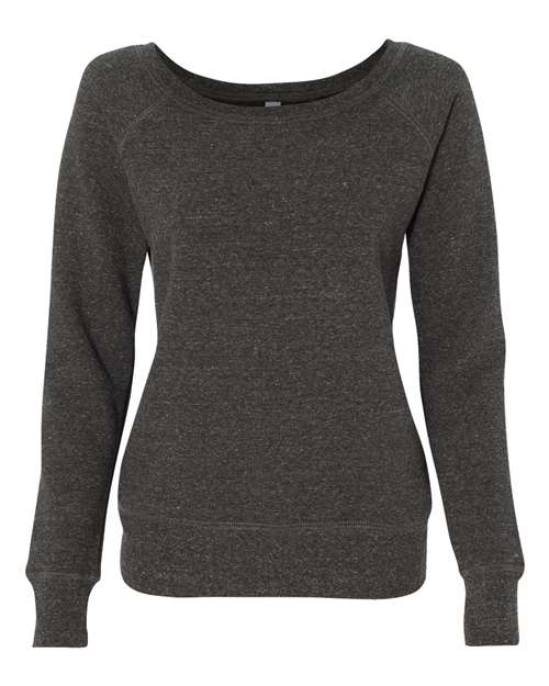 Women’s Sponge Fleece Wide Neck Sweatshirt - Charcoal Black Triblend Front