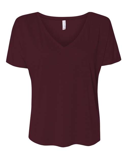 Women’s Slouchy V-Neck Tee - Maroon Front