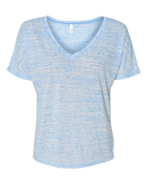 Women’s Slouchy V-Neck Tee - Blue Marble Front