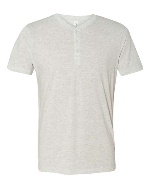 Men's Henley - White Fleck Triblend Front