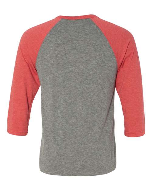 Unisex Three-Quarter Sleeve Baseball Tee - Grey/ Red Triblend Back
