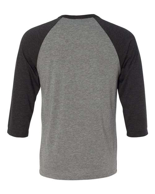 Unisex Three-Quarter Sleeve Baseball Tee - Grey/ Charcoal Black Triblend Back