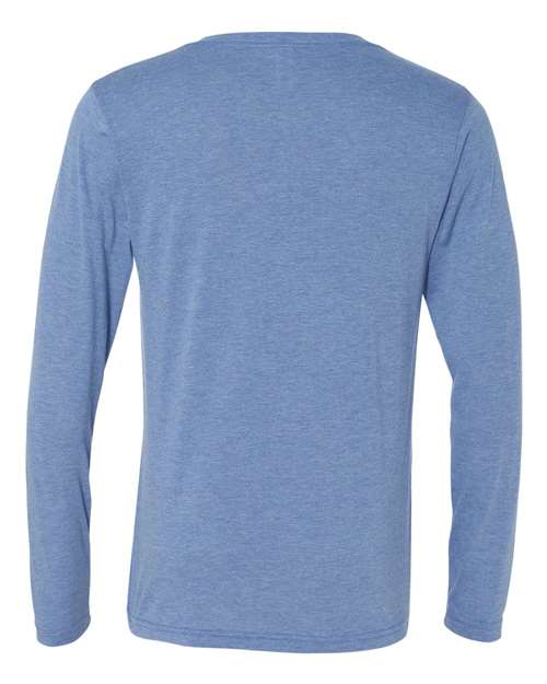 Unisex Long Sleeve V-Neck Tee - Blue Triblend Back