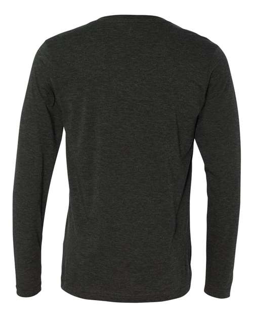 Unisex Long Sleeve V-Neck Tee - Charcoal Black Triblend Back