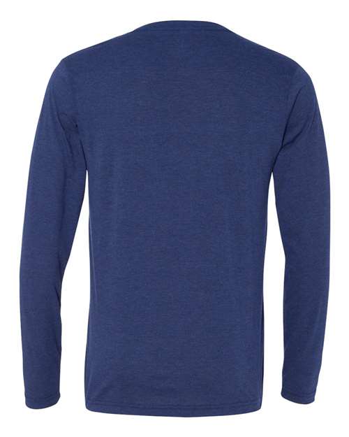 Unisex Long Sleeve V-Neck Tee - Navy Triblend Back