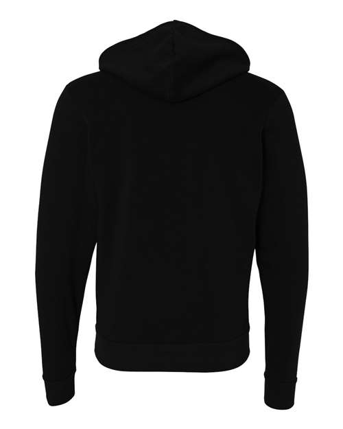Unisex Sponge Fleece Full-Zip Hoodie Sweatshirt - Black Back
