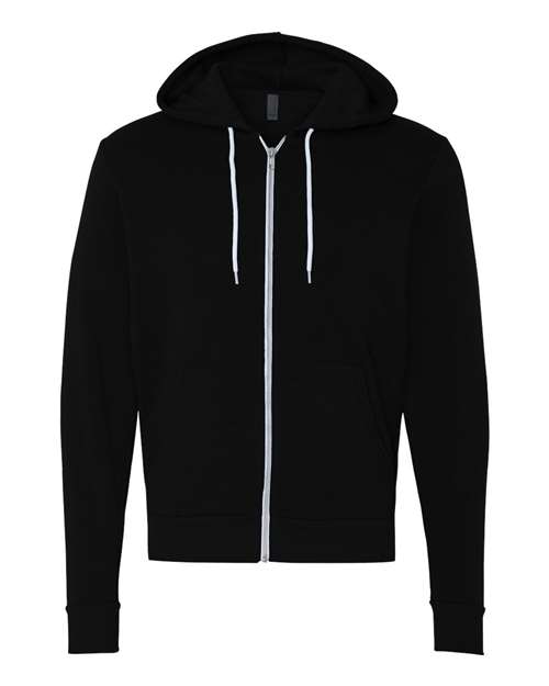Unisex Sponge Fleece Full-Zip Hoodie Sweatshirt - Black Front