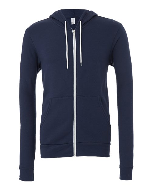 Unisex Sponge Fleece Full-Zip Hoodie Sweatshirt - Navy Front