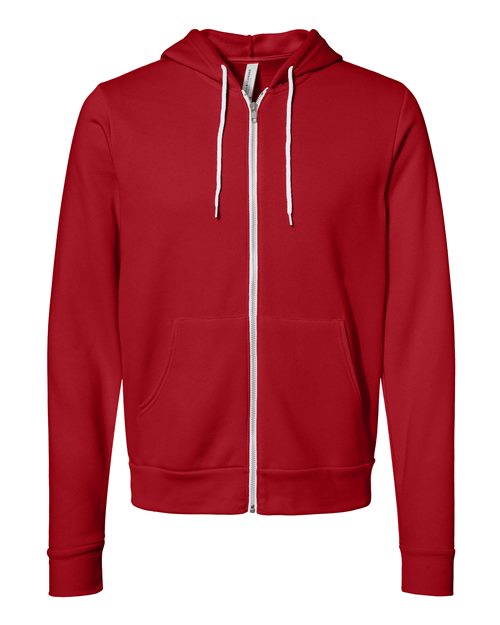 Unisex Sponge Fleece Full-Zip Hoodie Sweatshirt - Red Front