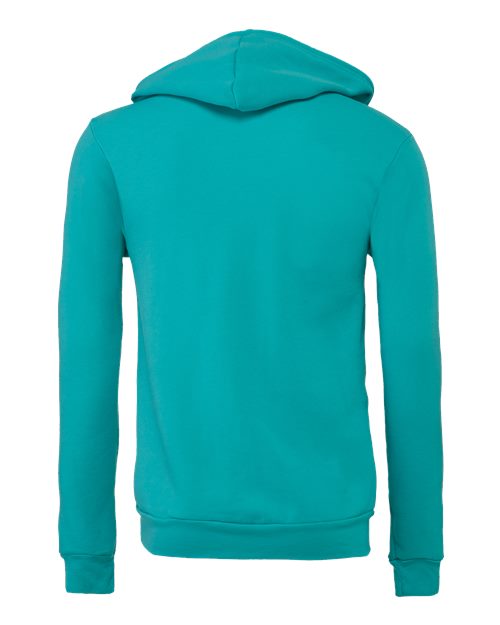 Unisex Sponge Fleece Full-Zip Hoodie Sweatshirt - Teal Back