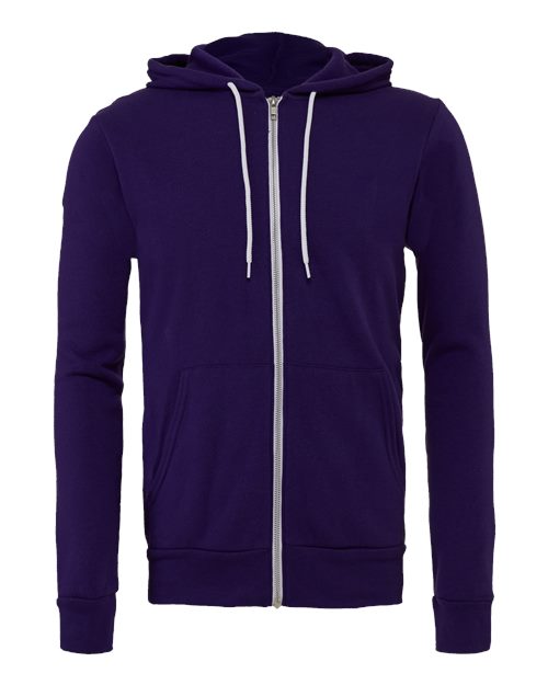 Unisex Sponge Fleece Full-Zip Hoodie Sweatshirt - Team Purple Front