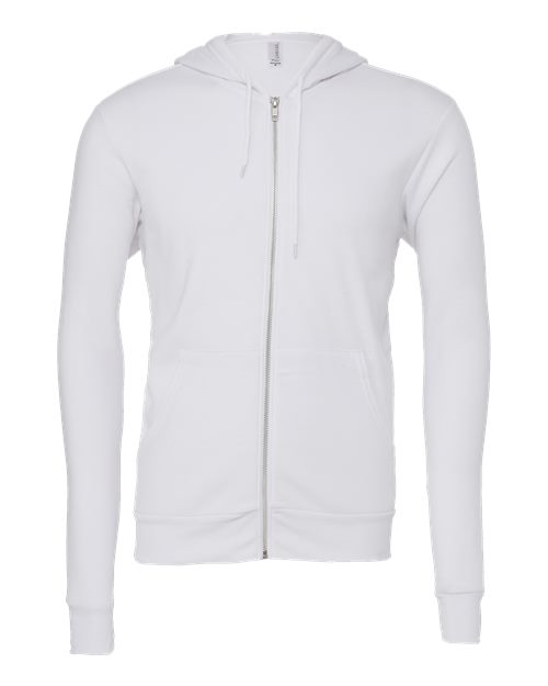 Unisex Sponge Fleece Full-Zip Hoodie Sweatshirt - White Front
