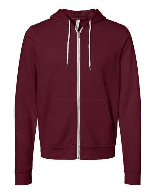 Unisex Sponge Fleece Full-Zip Hoodie Sweatshirt - Maroon Front