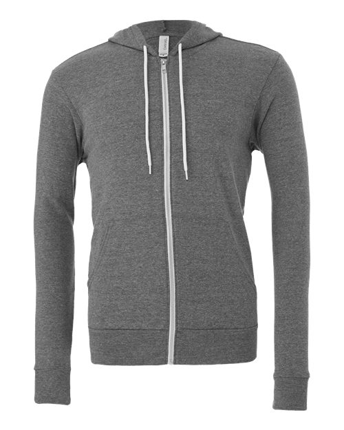 Unisex Sponge Fleece Full-Zip Hoodie Sweatshirt - Deep Heather Front
